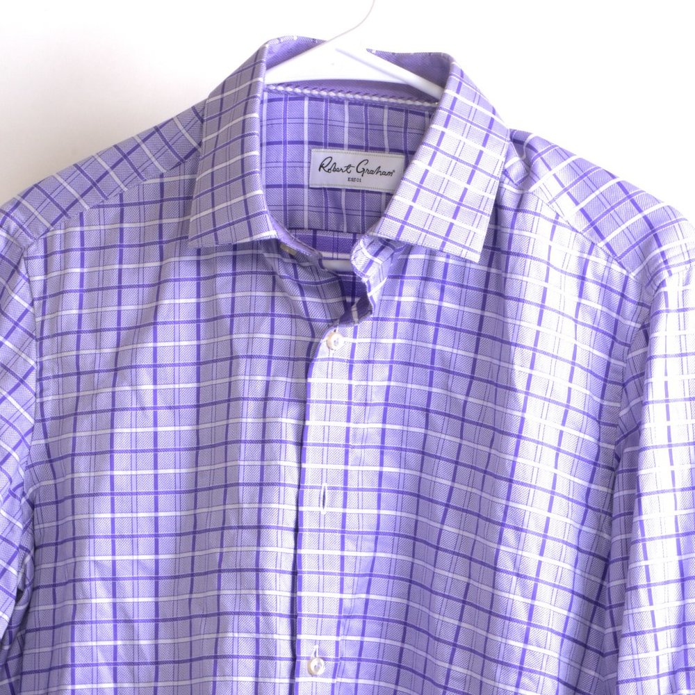 Stunning ROBERT GRAHAM lavender button-up dress shirt in EUC!